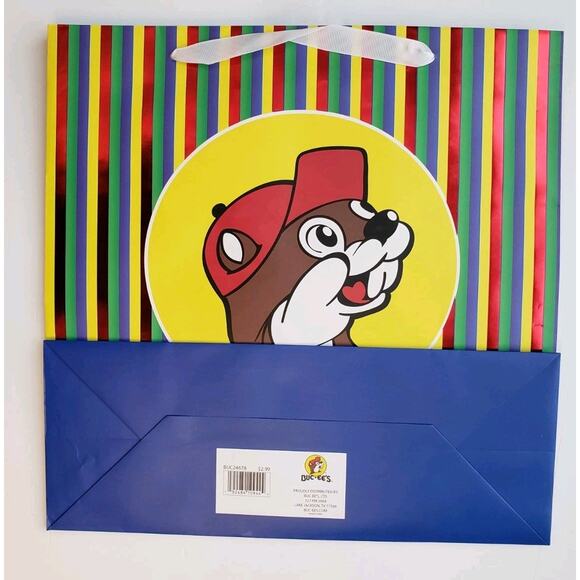 Buc-ee’s Bucees Birthday Party Gift Bag w/ Tissue Paper Tag NEW 13 x 13" Stripes - Picture 2 of 5